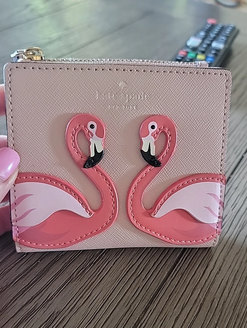 kate spade By The Pool  Flamingo Adalyn Saffiano Leather Wallet